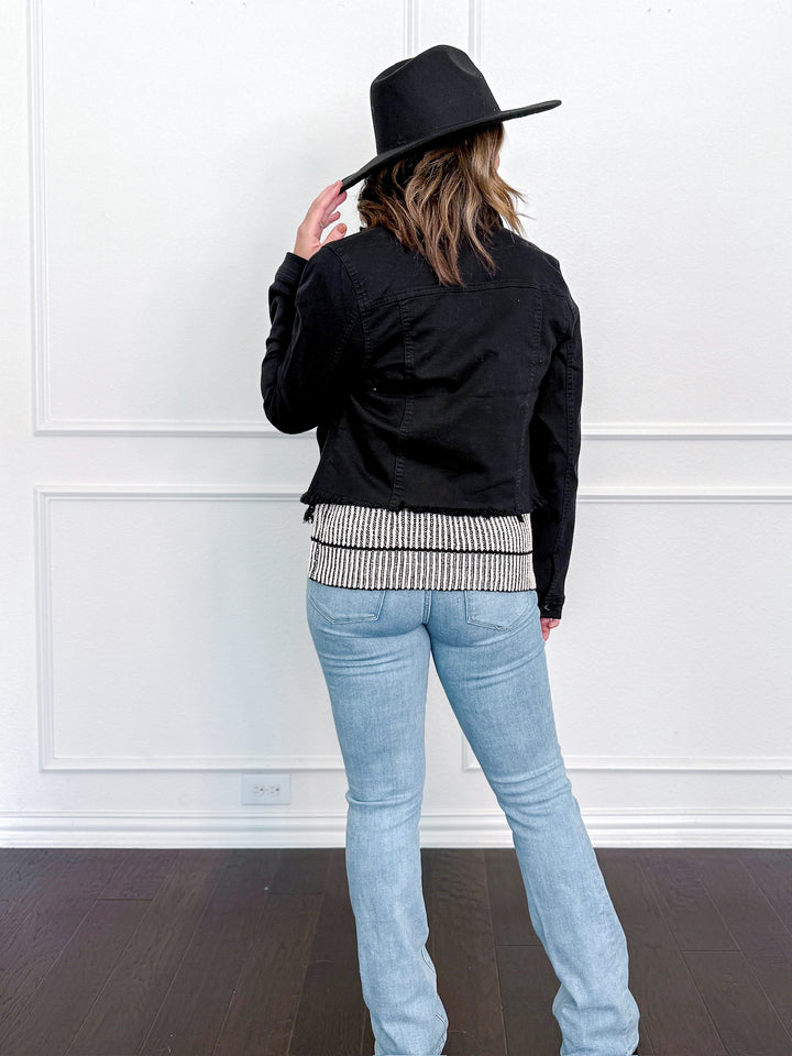 Risen Irregular Fray Hemmed Color Jacket