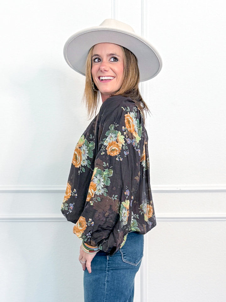 Garden Gathered Flowy Blouse