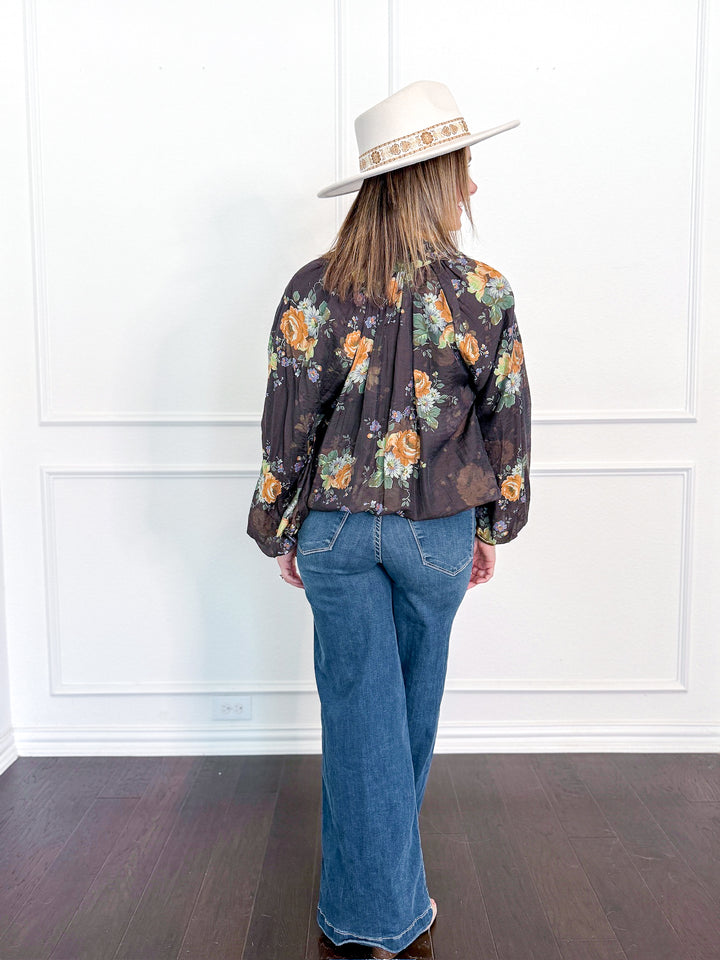 Garden Gathered Flowy Blouse
