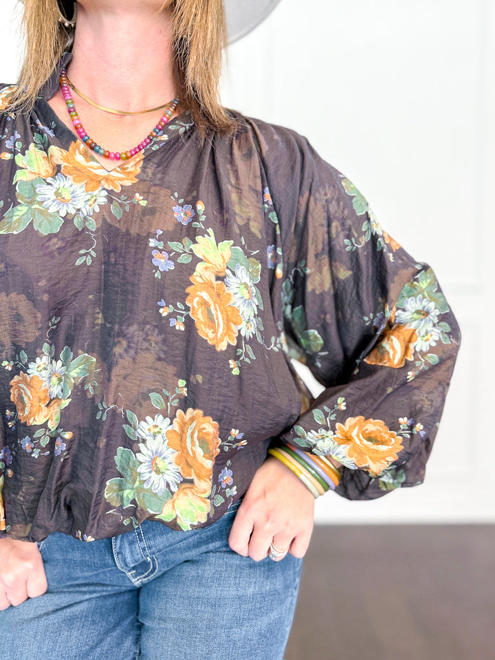 Garden Gathered Flowy Blouse