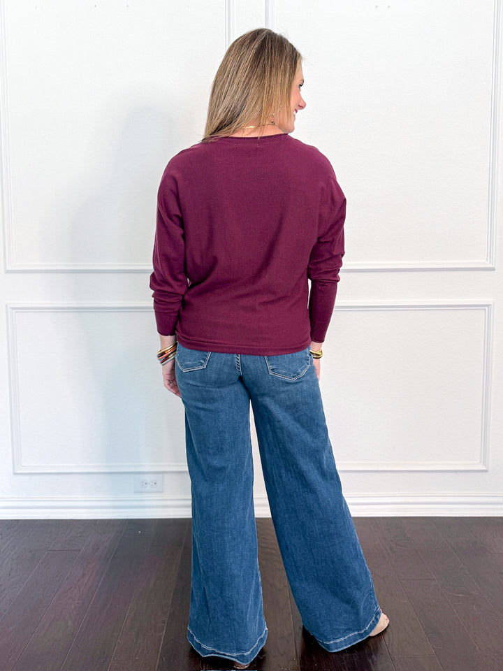 Cable Trim Dolman Sweater