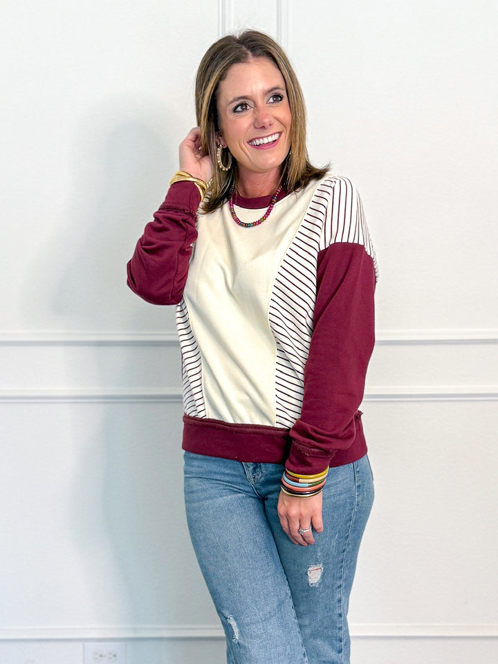 Penelope Pinstripe Pop Sweater