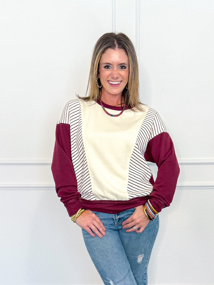Penelope Pinstripe Pop Sweater
