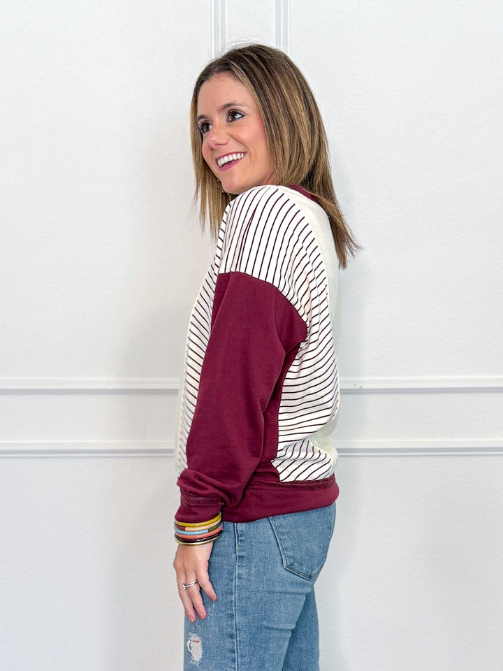 Penelope Pinstripe Pop Sweater