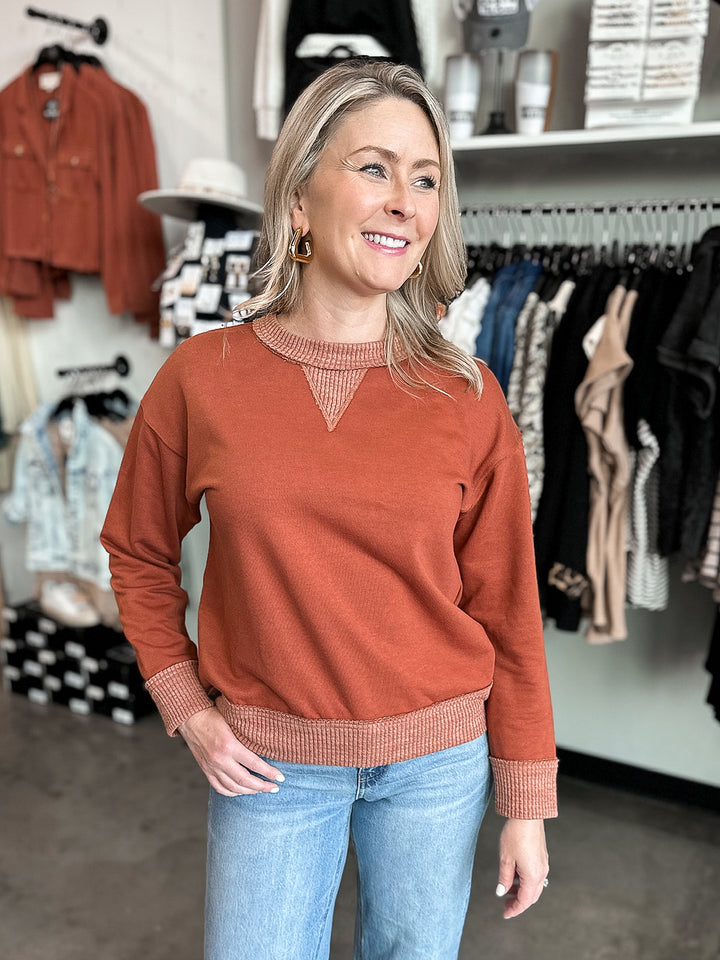 FINAL SALE - Rustic Ribbed Crewneck