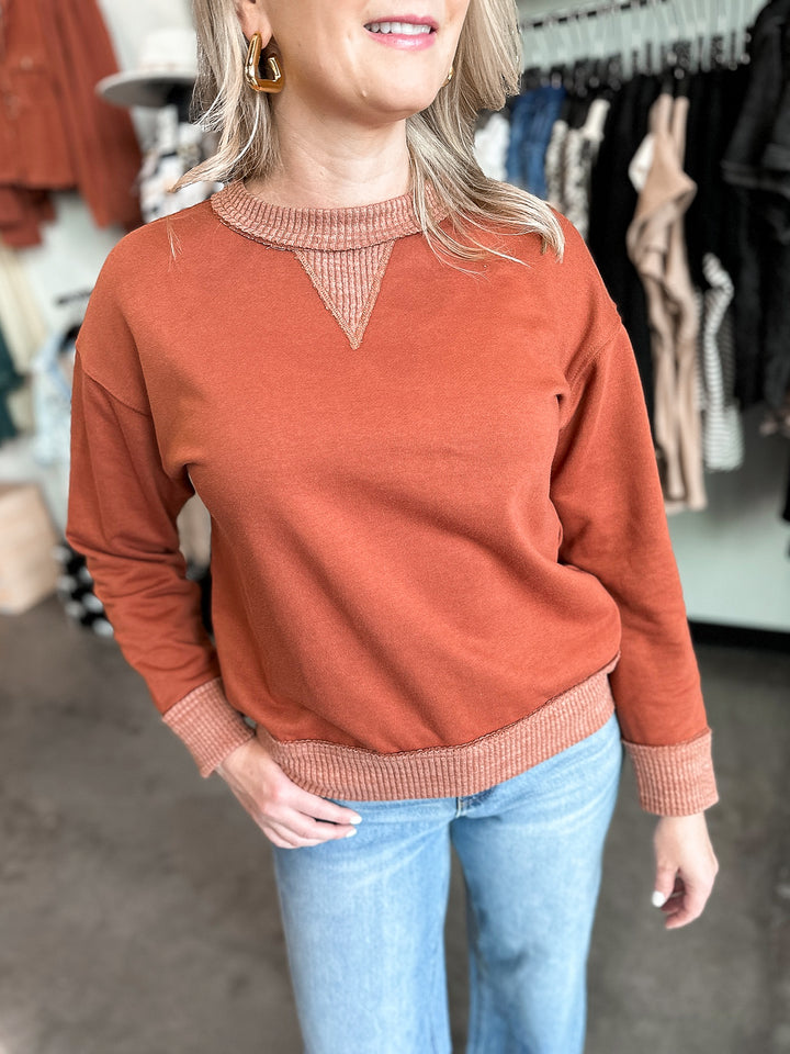 FINAL SALE - Rustic Ribbed Crewneck