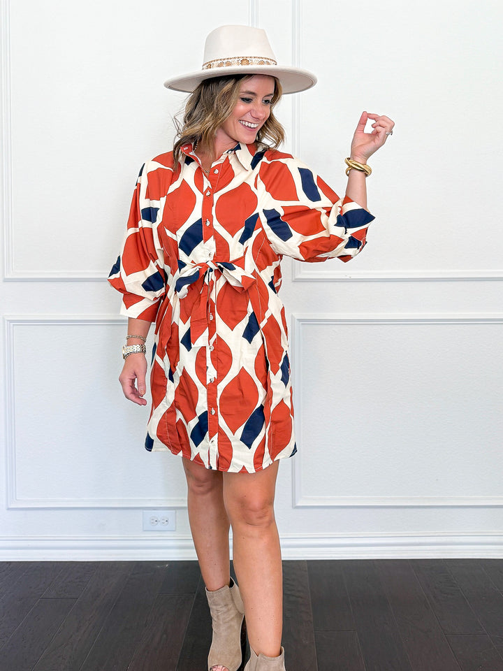 Autumn Petals Shirt Dress