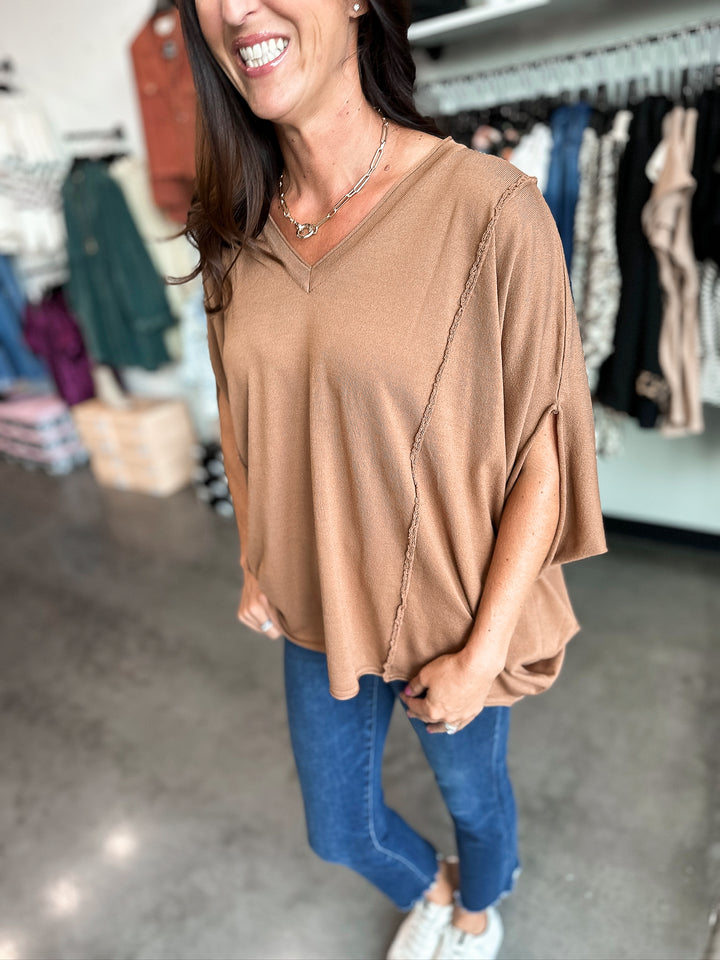 Darcy Dolman Exposed Hem Sweater