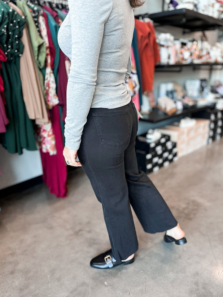 Lovervet High Rise Raw Hem Crop Wide Leg