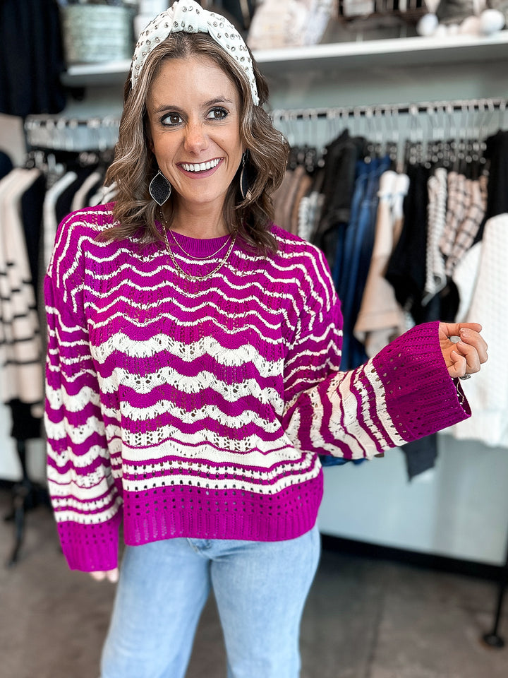 Open Knit Chev Sweater