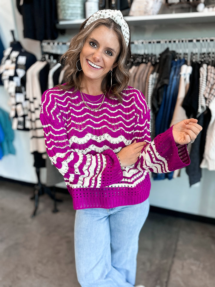 Open Knit Chev Sweater