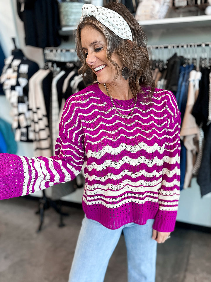 Open Knit Chev Sweater