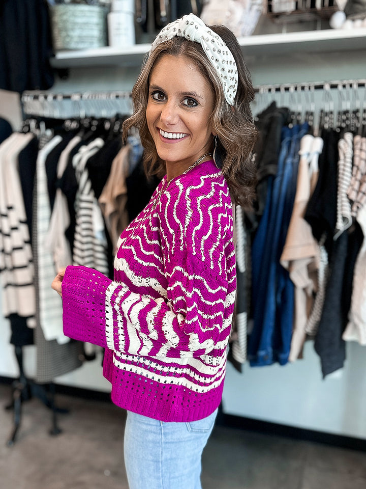 Open Knit Chev Sweater