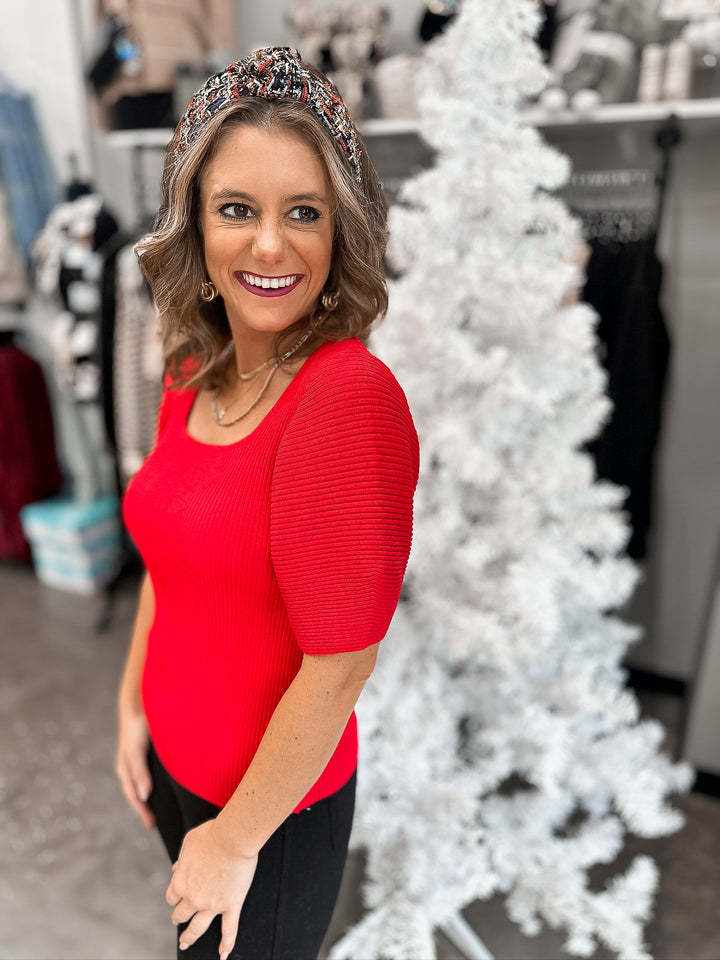 Fitted & Flirty Short Sleeve Sweater