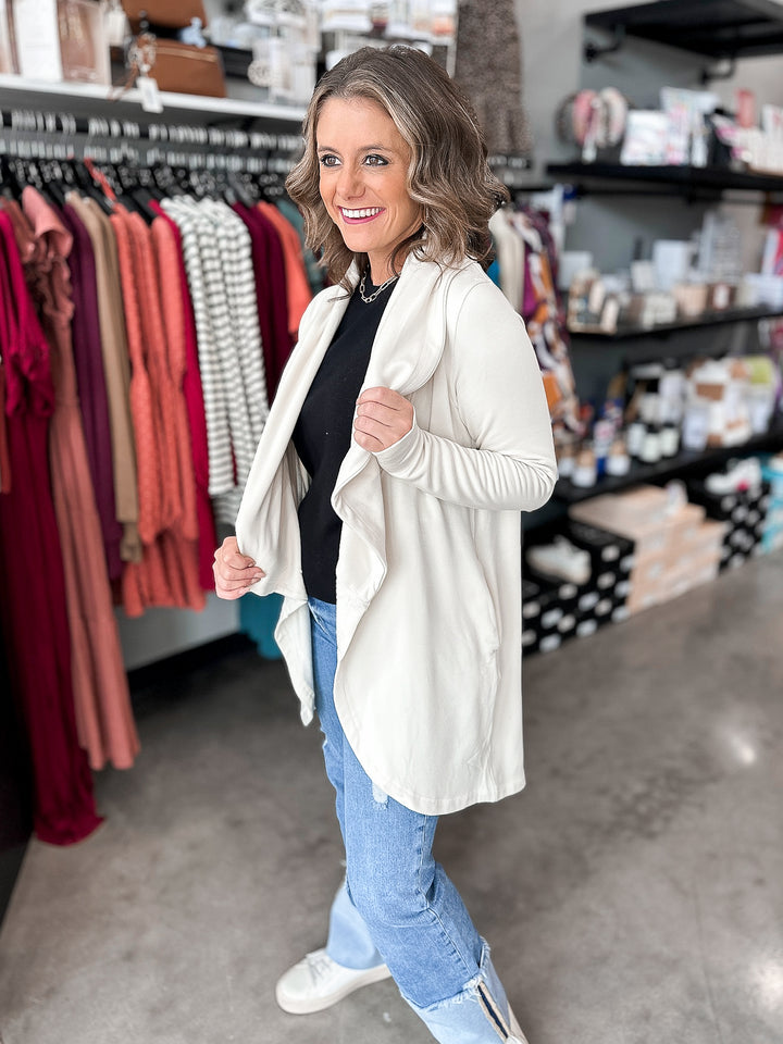 Fleece Lined Flowy Open Cardigan