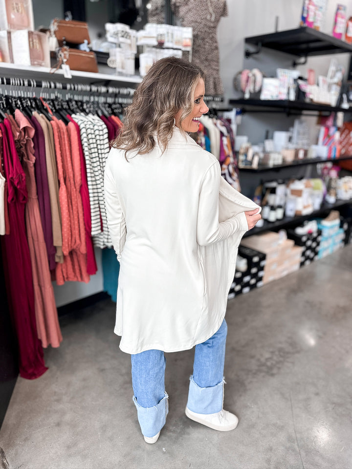 Fleece Lined Flowy Open Cardigan