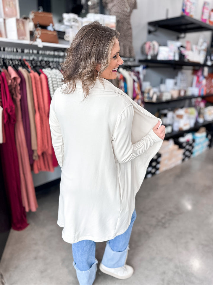 Fleece Lined Flowy Open Cardigan