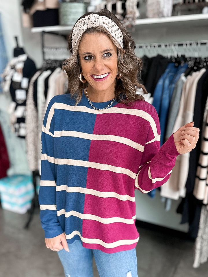 Divided Lines Split Sweater