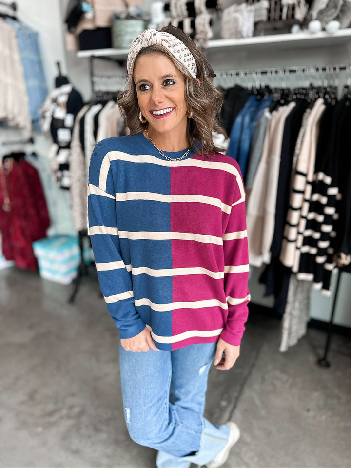 Divided Lines Split Sweater