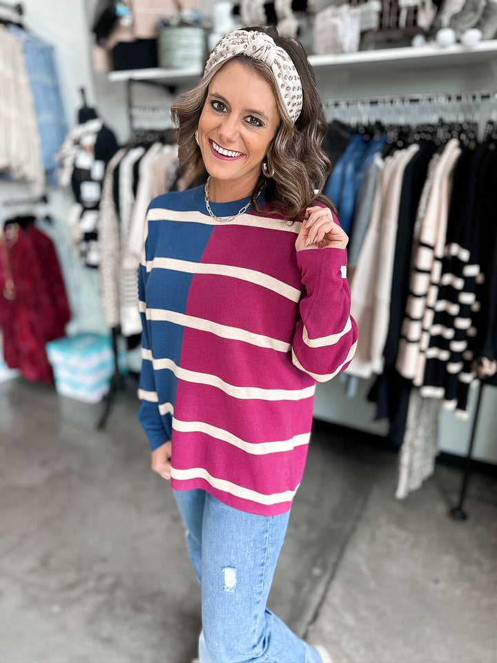 Divided Lines Split Sweater
