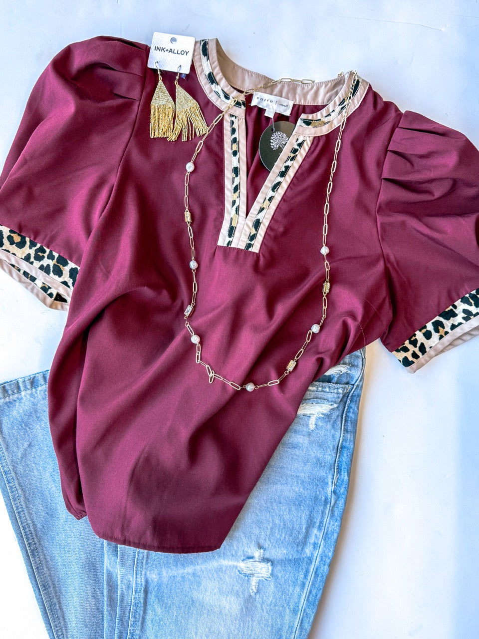 Deep in the Jungle V Neck Blouse