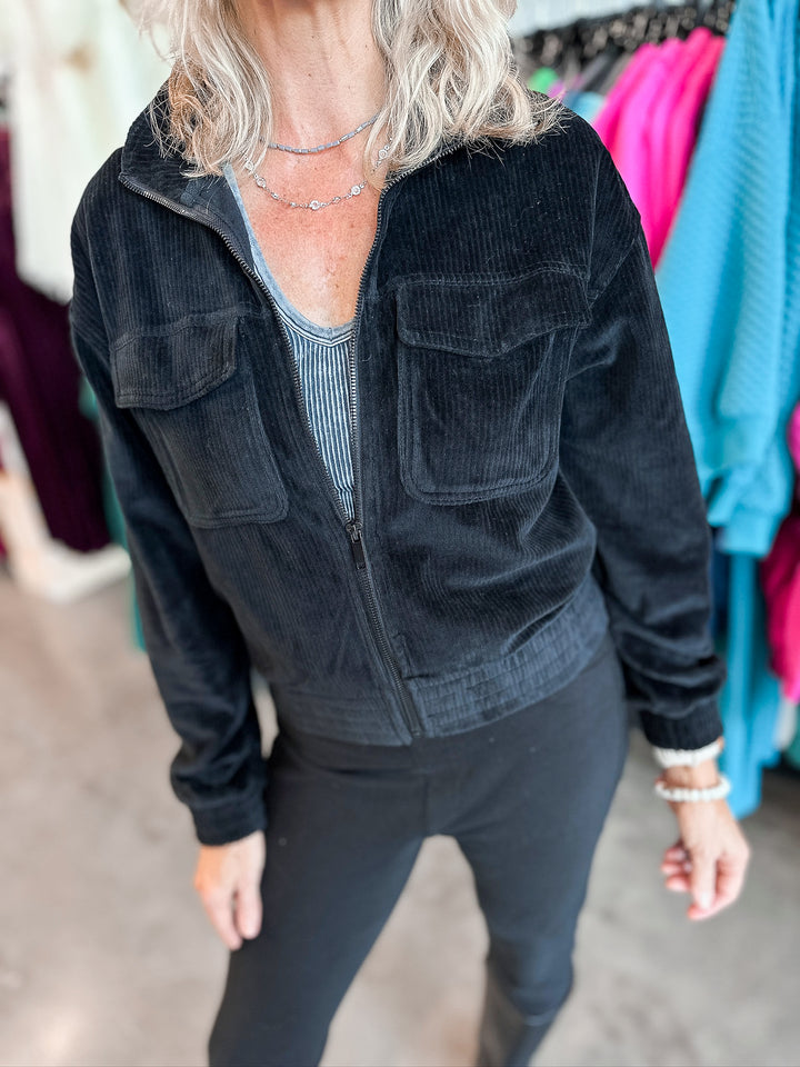 FINAL SALE - Corduroy Mock Neck Jacket