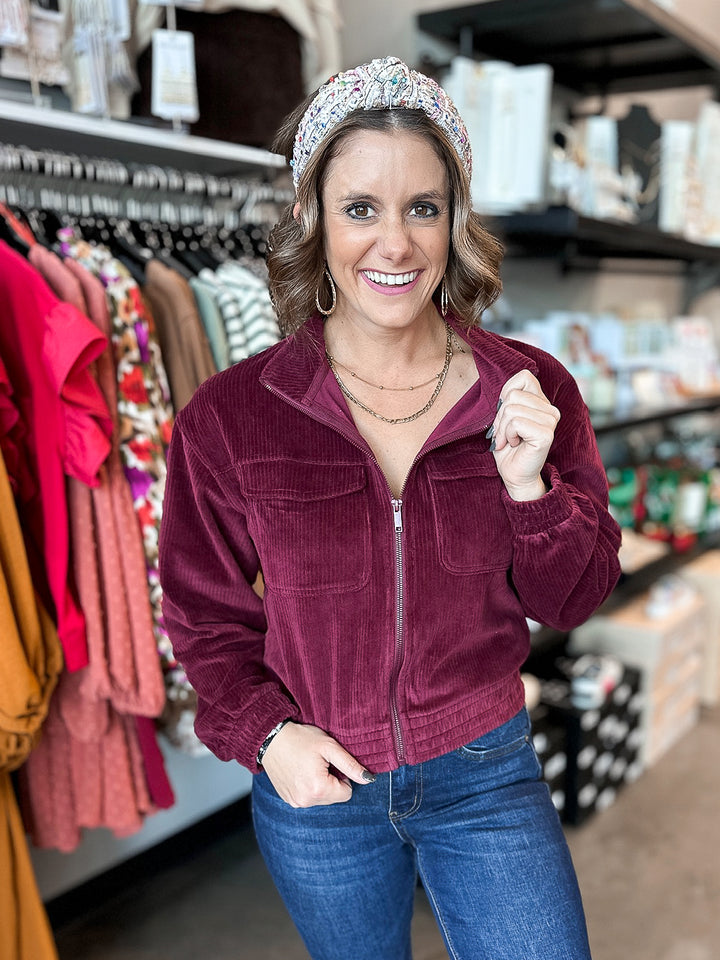 FINAL SALE - Corduroy Mock Neck Jacket