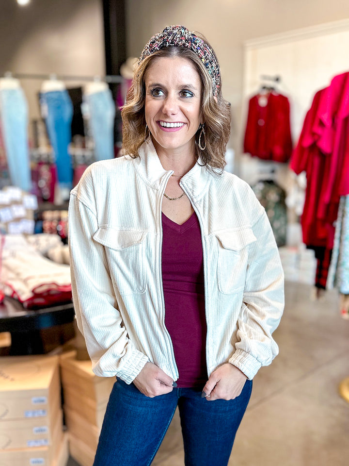 FINAL SALE - Corduroy Mock Neck Jacket