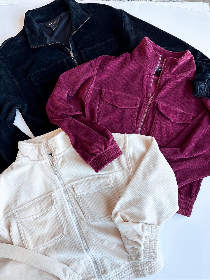 FINAL SALE - Corduroy Mock Neck Jacket