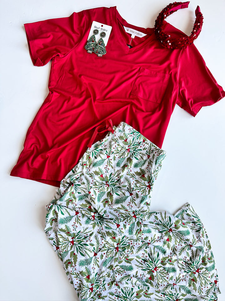 Holly Jolly T Shirt Pajama Set