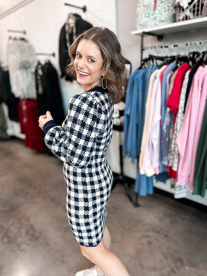 Chelsea Checkered Sweater Dress