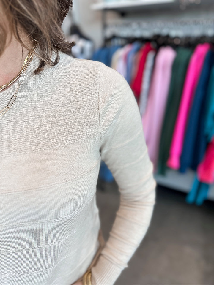 Olivia Long Sleeve Oatmeal Sweater