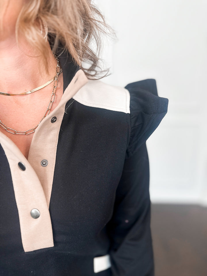 Effortless Snap & Ruffle Dress