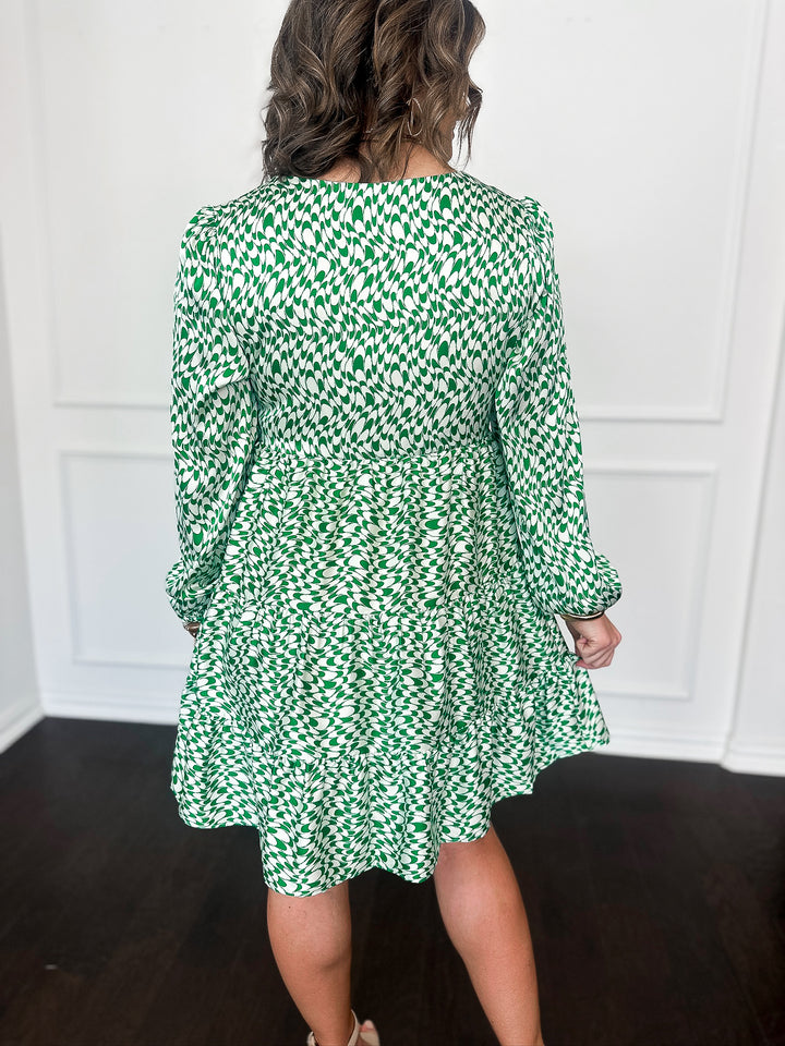 Geo Effect Long Sleeve Dress