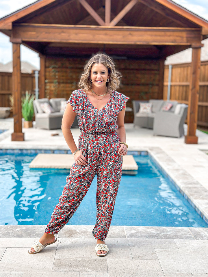 Time to Travel Floral Jumpsuit