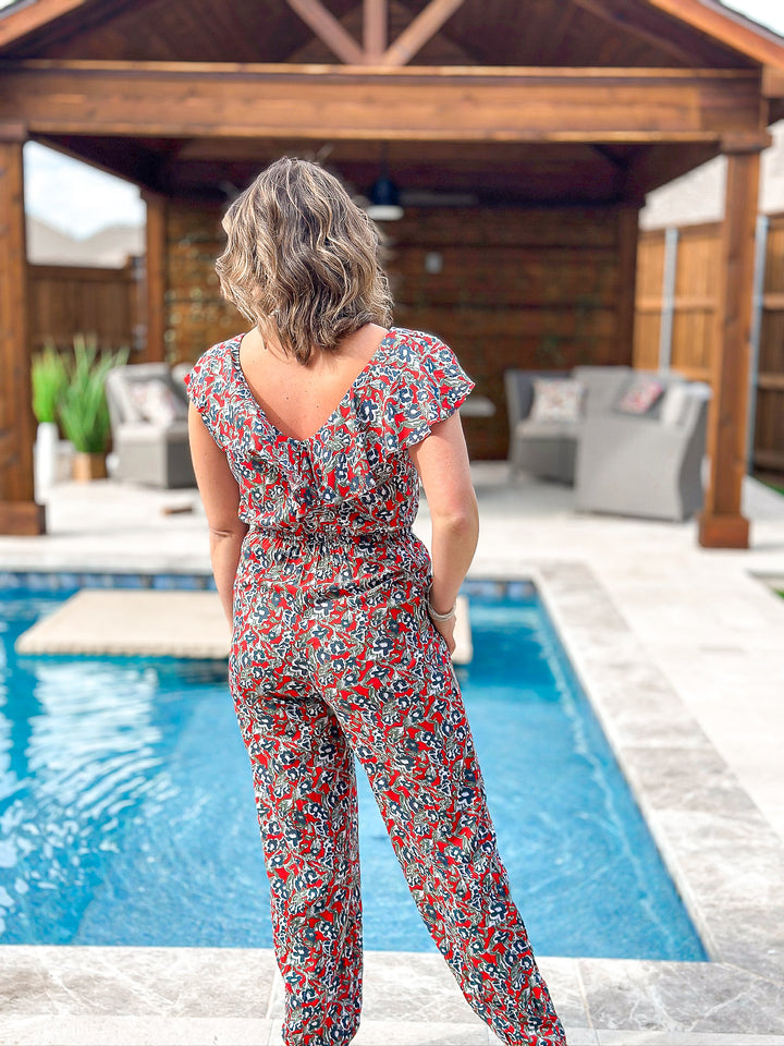 Time to Travel Floral Jumpsuit