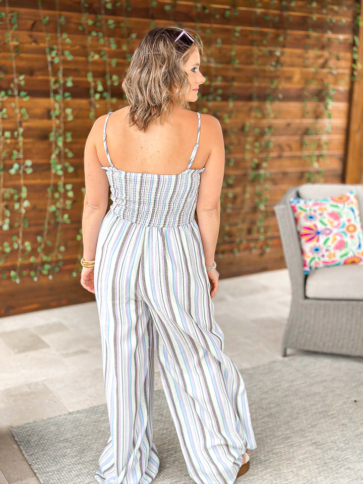 Sandy Toes Smocked Jumpsuit