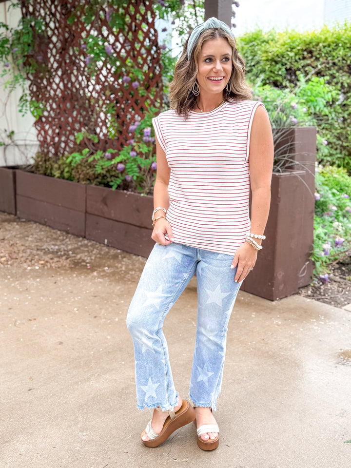 Spirit Stripe Cap Sleeve Tee