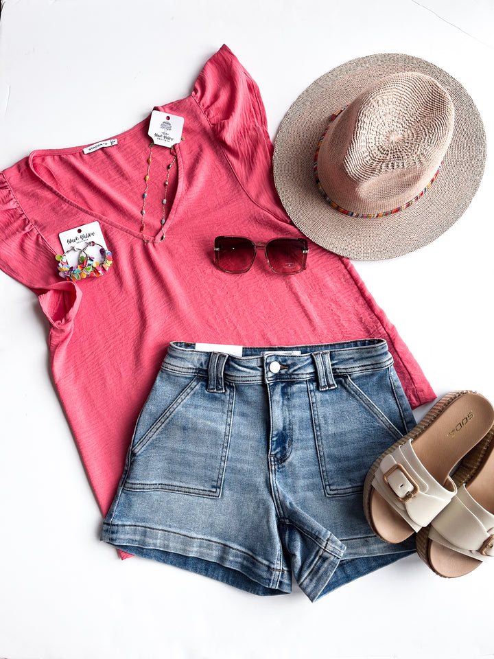 Breezy Ruffle Sleeve Blouse