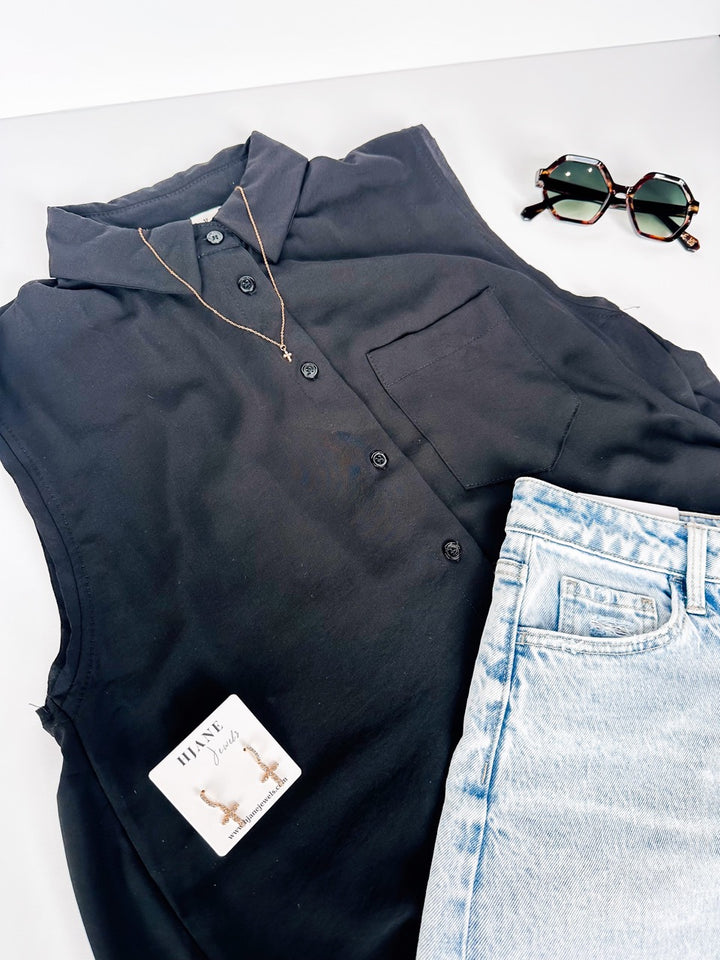 Christy Crop Button Up