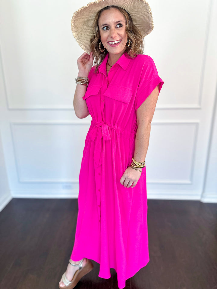 Simply Cinched Button Front Maxi