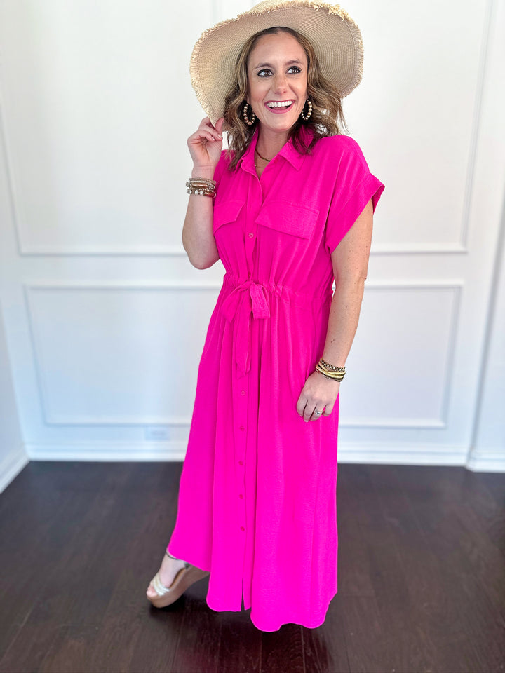 Simply Cinched Button Front Maxi