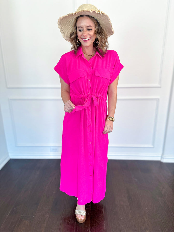 Simply Cinched Button Front Maxi