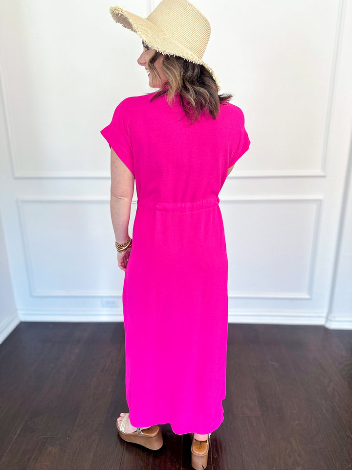 Simply Cinched Button Front Maxi