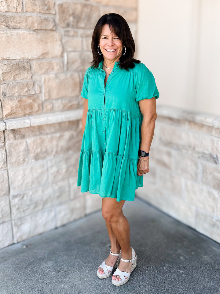 Flouncy Button Dress