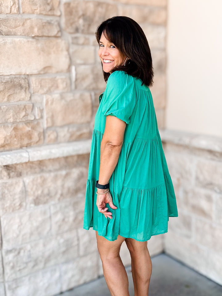 Flouncy Button Dress