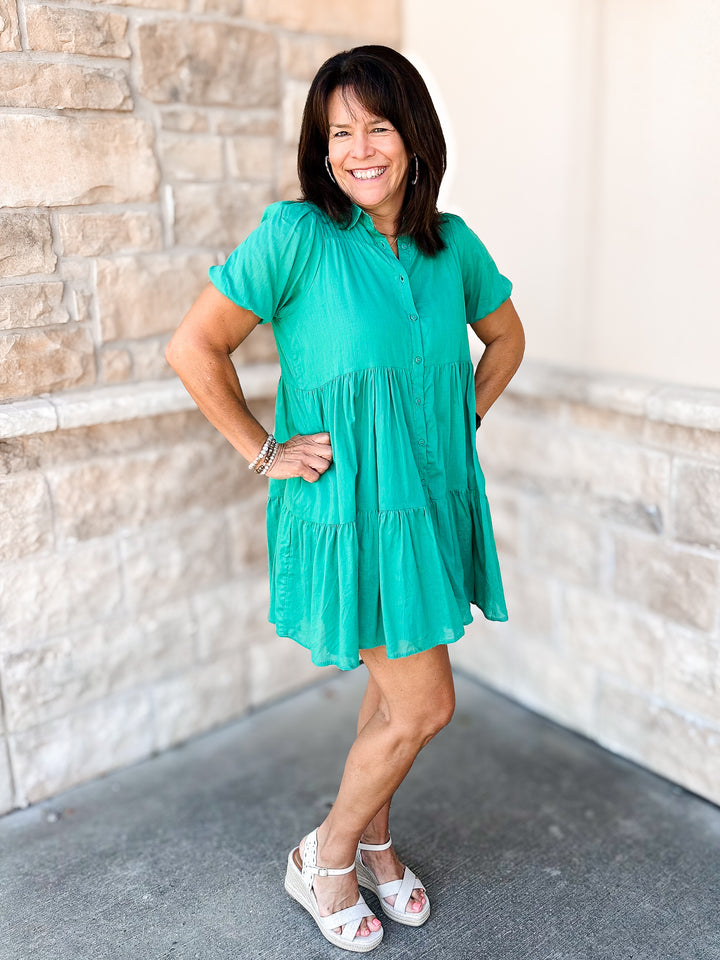 Flouncy Button Dress