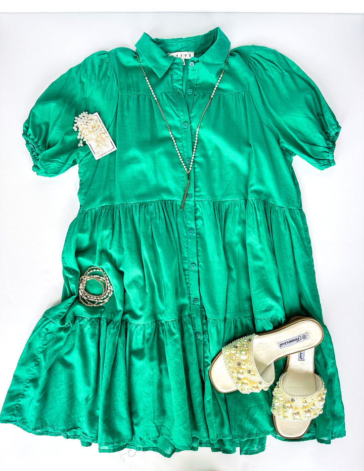 Flouncy Button Dress