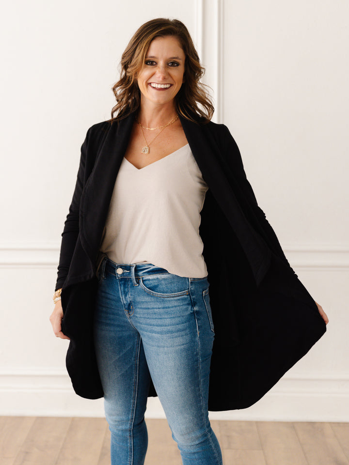 Fleece Lined Flowy Open Cardigan