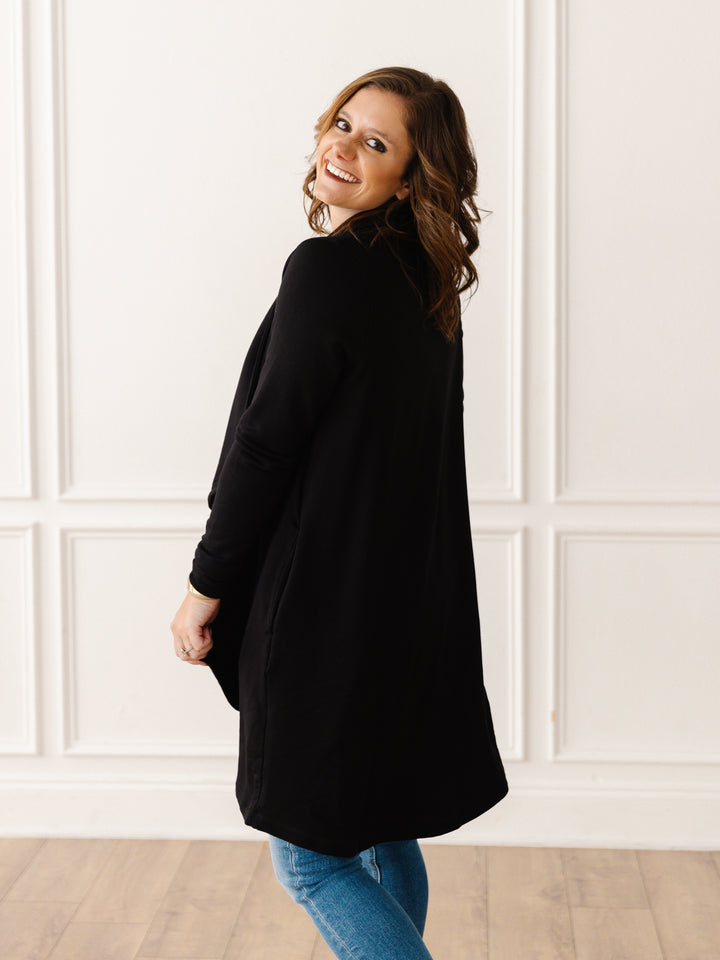 Fleece Lined Flowy Open Cardigan